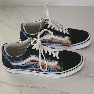 Vans Old Skool Skate Running Electric Flame EUC Sz 7.5 Canvas Low Top Sneaker